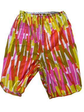 Colorful Abstract Stripe Elastic Waist Shorts - Lightweight & Breathable Fabric
